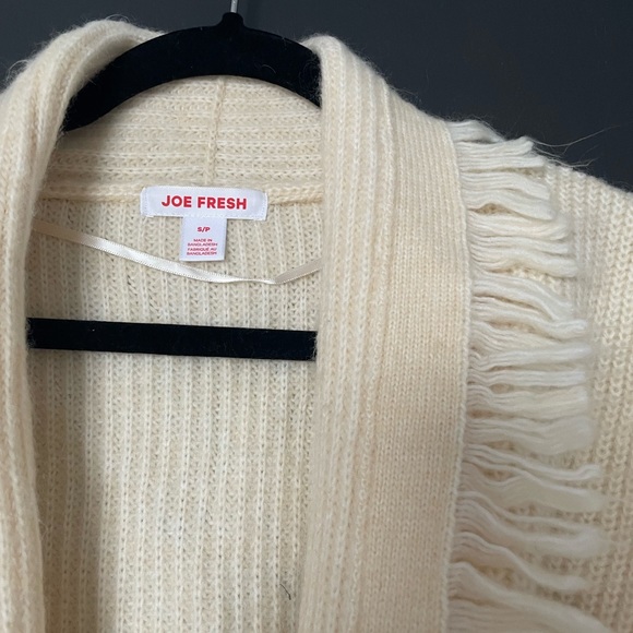 Joe Fresh Cream Knit Fringe Cardigan - Size Small - Picture 2 of 3
